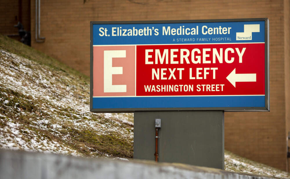 St. Elizabeth's Medical Center, a Steward hospital in Brighton. (Robin Lubbock/WBUR)