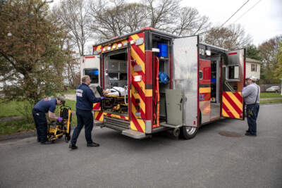 Norwood Fire Department paramedics respond to a call. (Robin Lubbock/WBUR)