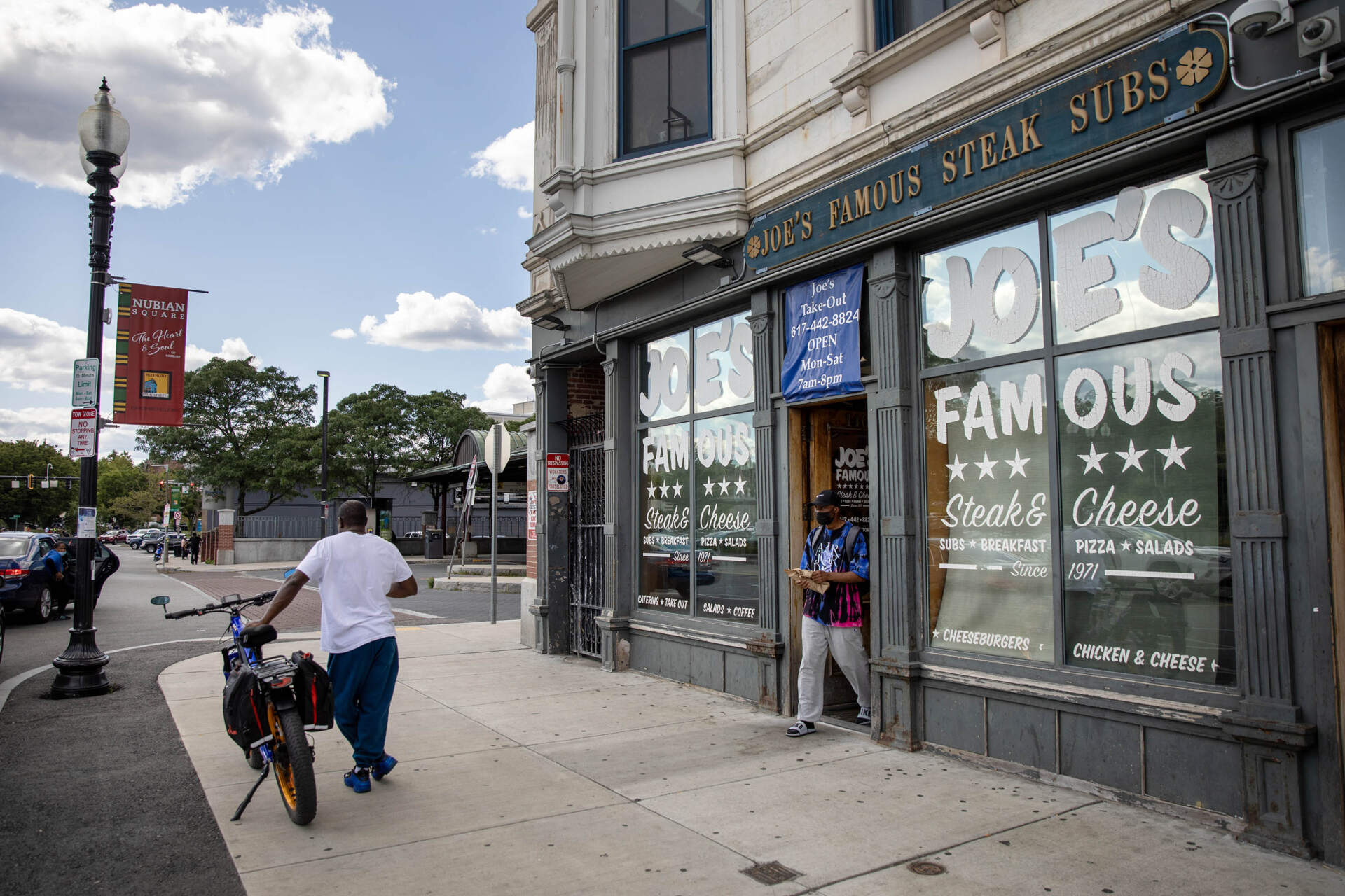 Joe's Famous Steak Subs on Malcolm X Boulevard in Roxbury's Nubian Square. (Robin Lubbock/WBUR)