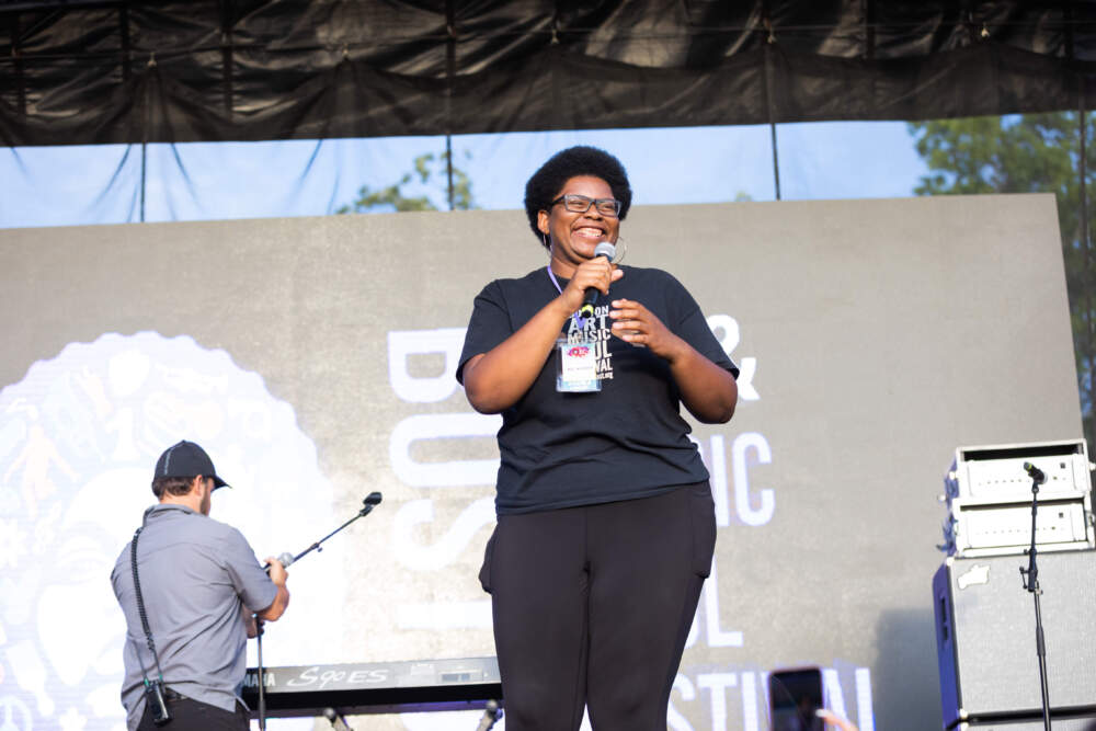 Catherine T. Morris on stage at BAMSFest in 2022. (Courtesy K. Barber Photography/Catherine Morris)