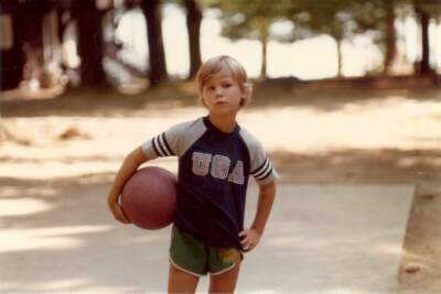 The author/baller as a child, contemplating a complicated future. (Courtesy Alastair Moock)