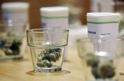 Cannabis products displayed at the Cultivate dispensary on the first day of legal recreational marijuana sales in 2018. (Steven Senne/AP)