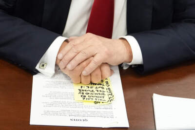 Former President Donald Trump awaits the start of proceedings in Manhattan criminal court, on May 28, 2024, in New York. (Julia Nikhinson/ AP)