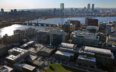 An aerial view of Kendall Square in Cambridge. (David L. Ryan/The Boston Globe via Getty Images)