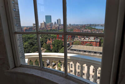 A view of Boston from the top of the Massachusetts State House inside the cupola. (David L. Ryan/The Boston Globe via Getty Images)