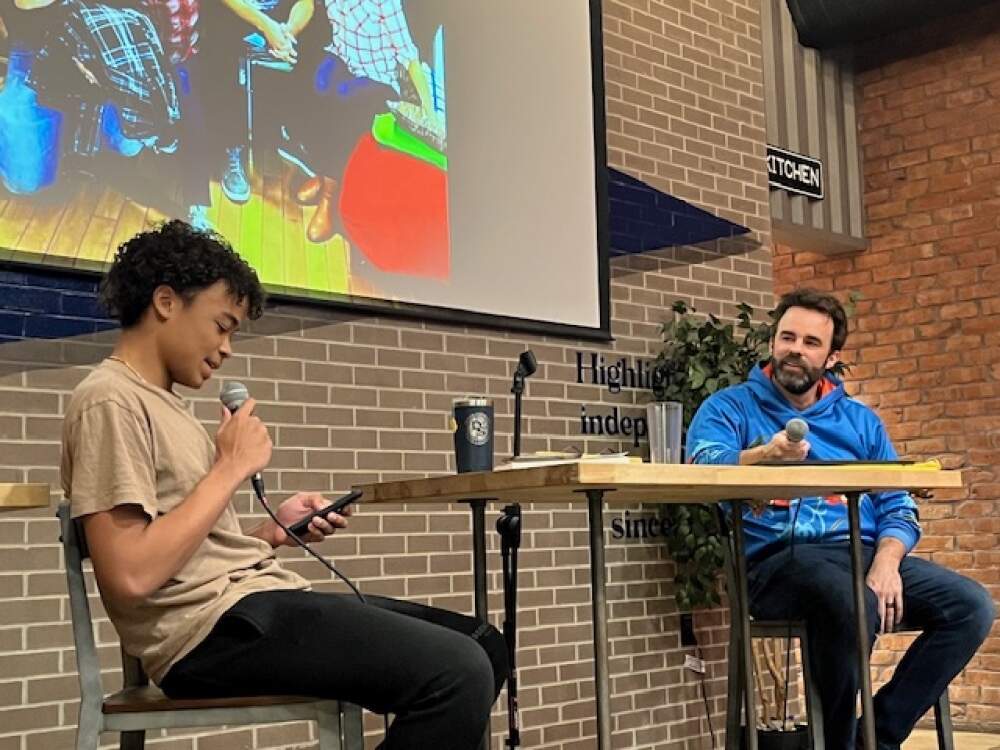 The author with his son, Henry, at the book launch of Cecil's novel, &quot;Bunyan and Henry, or, the Beautiful Destiny,&quot; in March 2024, Massachusetts. (Courtesy Mark Cecil)