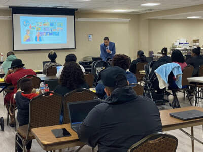 Methuen emergency shelter residents live at one of 11 shelters where English classes are being offered. (Simón Rios/WBUR)