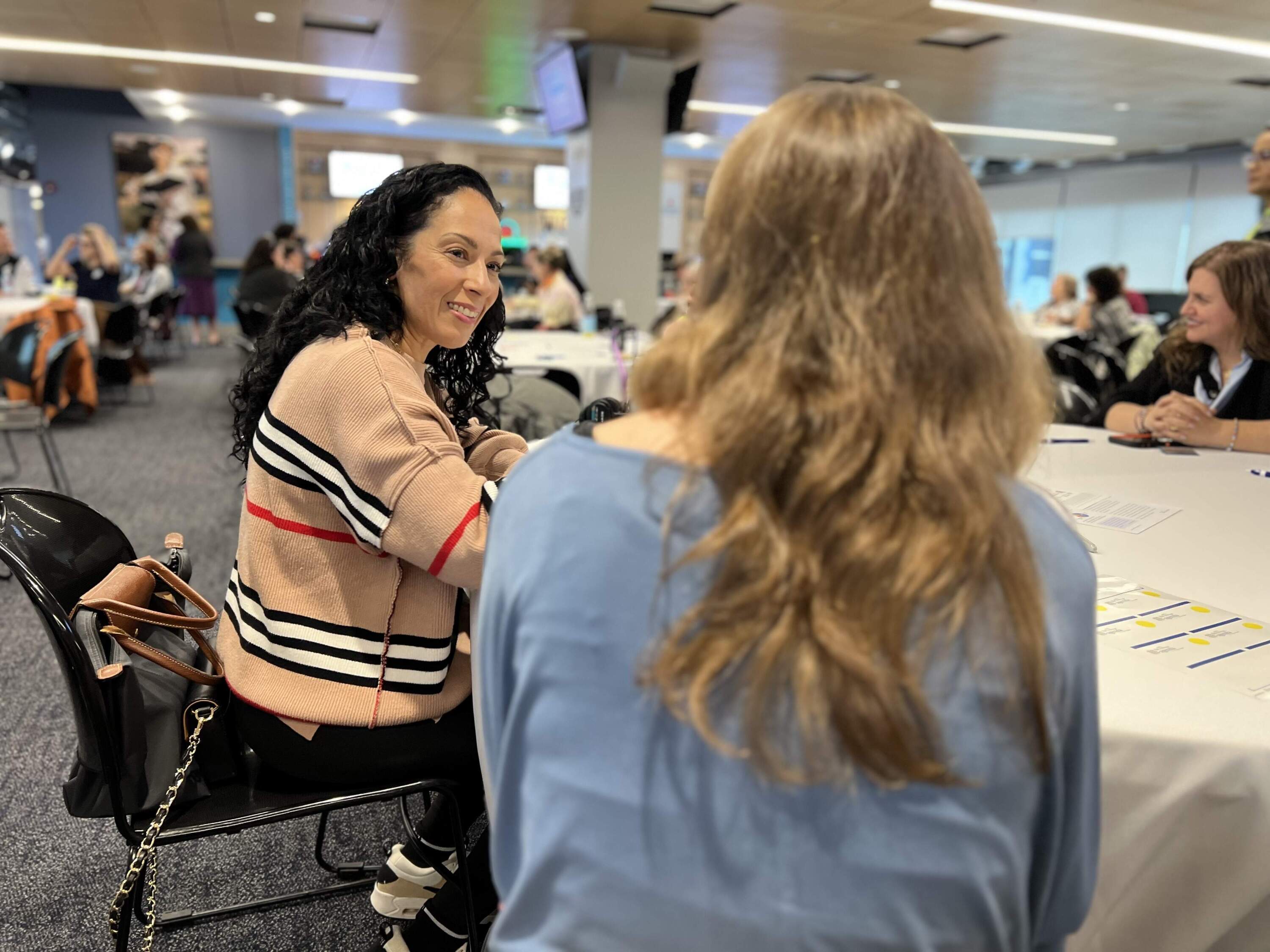 Paula Andrea Echeverri Durango and other providers gathered recently to discuss policy priorities with the nonprofit Strategies for Children. (Ashley Locke/Here &amp; Now)