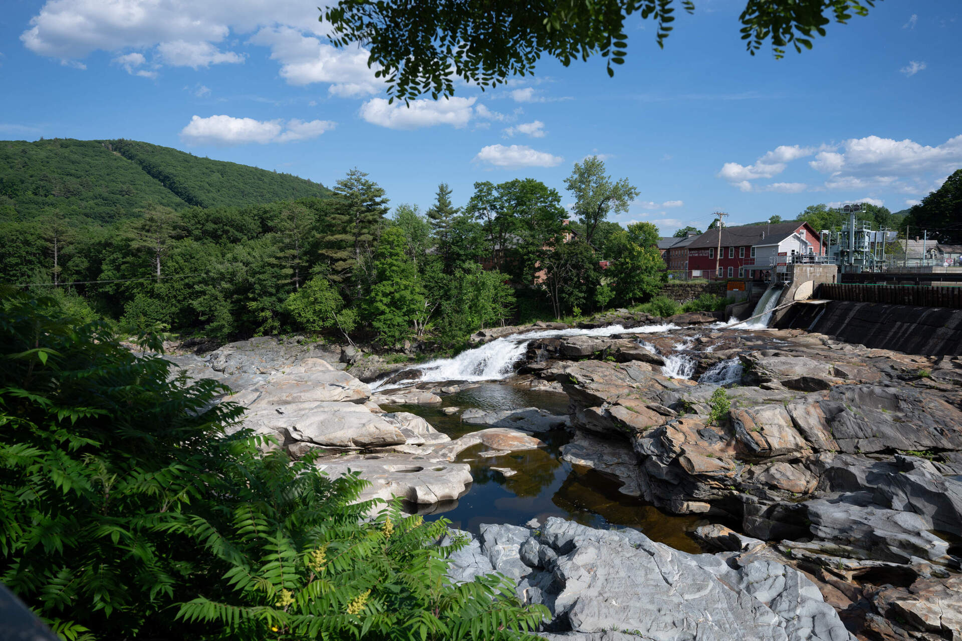 The glacial potholes in Shelburne Falls, Mass., along the Deerfield River in June 2024. (Raquel C. Zaldívar/New England News Collaborative)