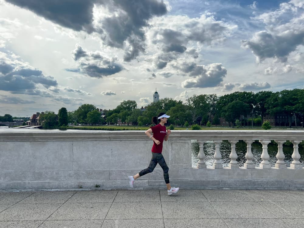 A person runs along the Charles River in Cambridge. (Courtesy Zaiyi Jiang)